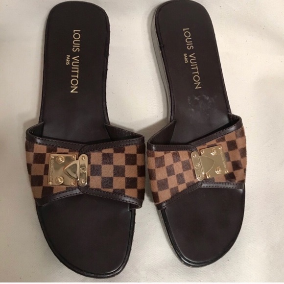 Louis Vuitton Shoes - Auth. Louis Vuitton Damier Pony Hair Sandal 39.5